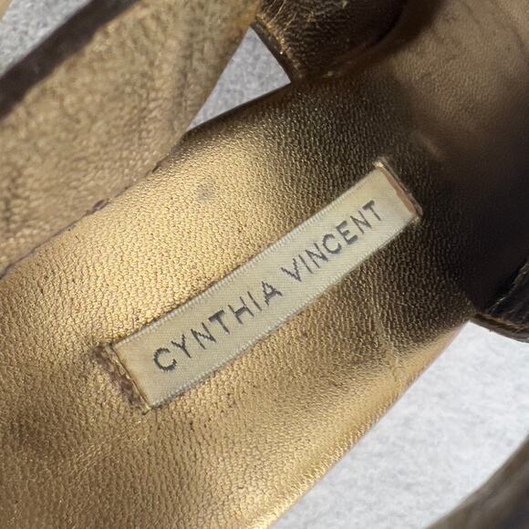 Cynthia Vincent Aztec Leather Platform Clog Sandal-Brown -Wood Heel-Women Size 8 - Picture 11 of 11